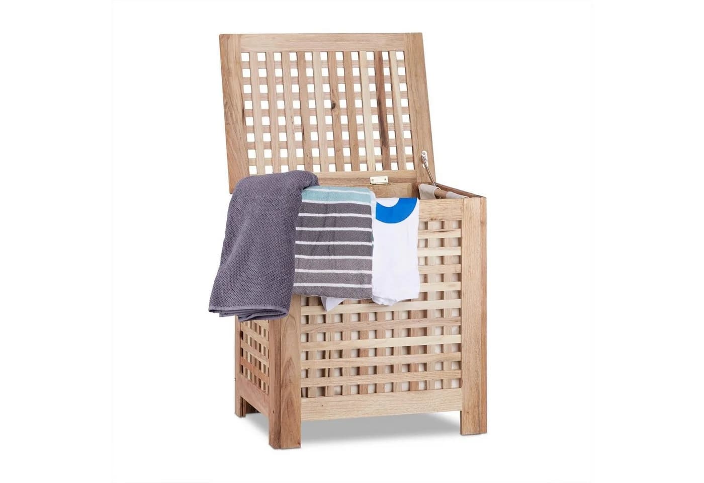 relaxdays Wäschetruhe Walnuss mit Wäschesack - Bild 2