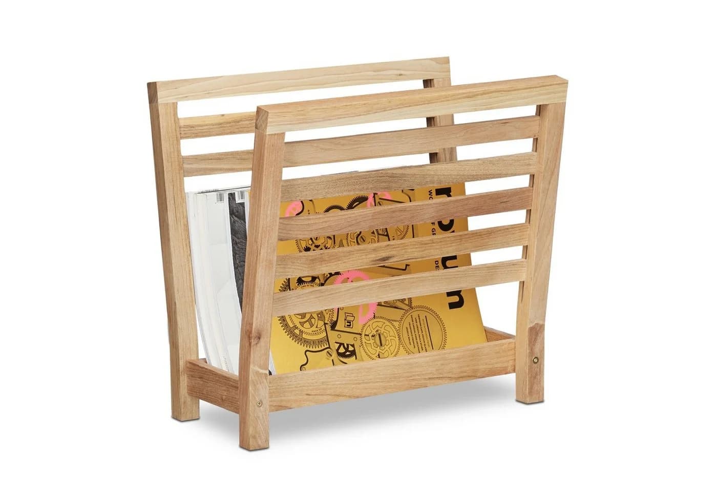 relaxdays Zeitungsständer Walnuss Braun Holz Magazinhalter - Bild 2