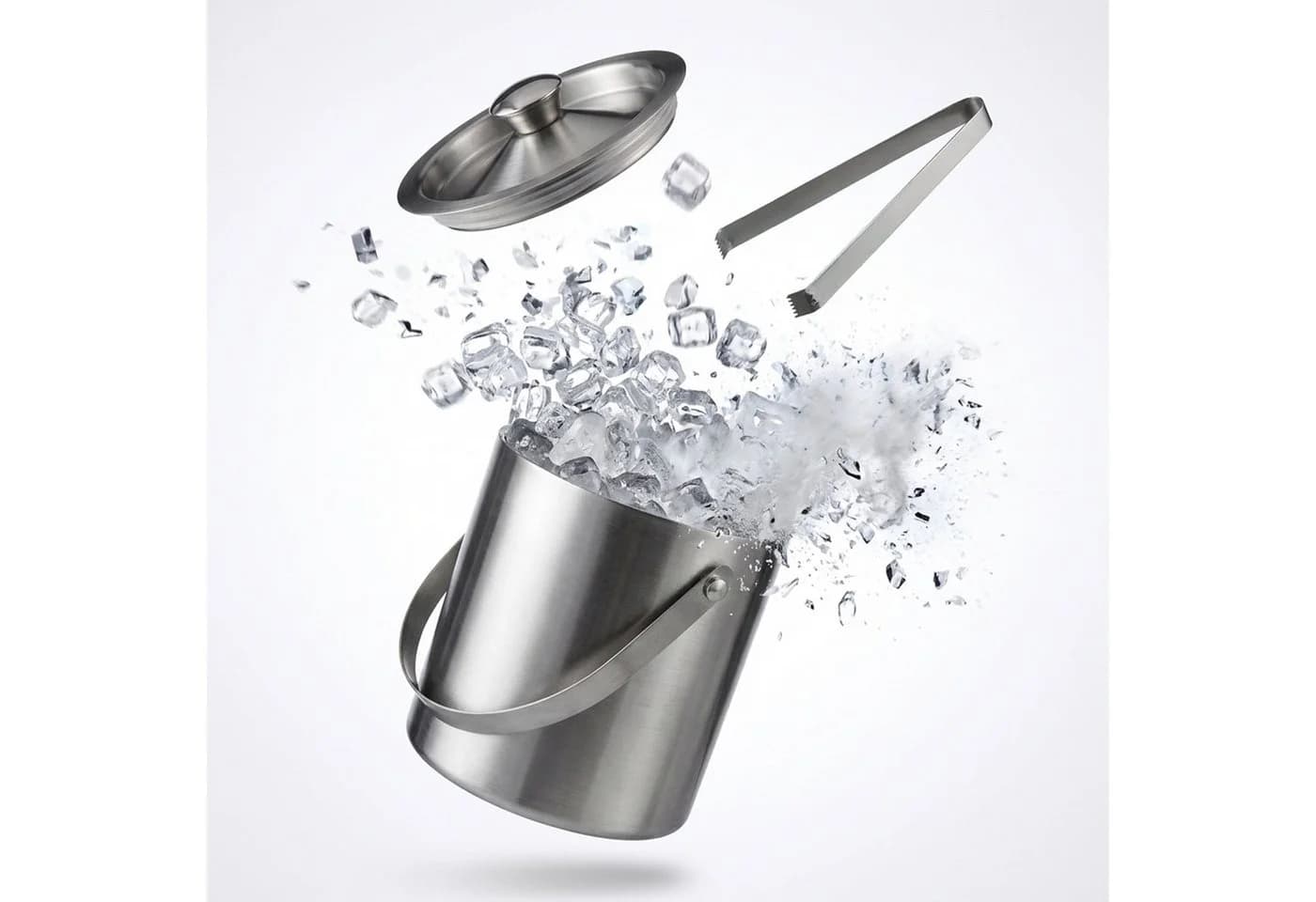 relaxdays Eiseimer Edelstahl mit Eiszange 1,5L Silber - Bild 2