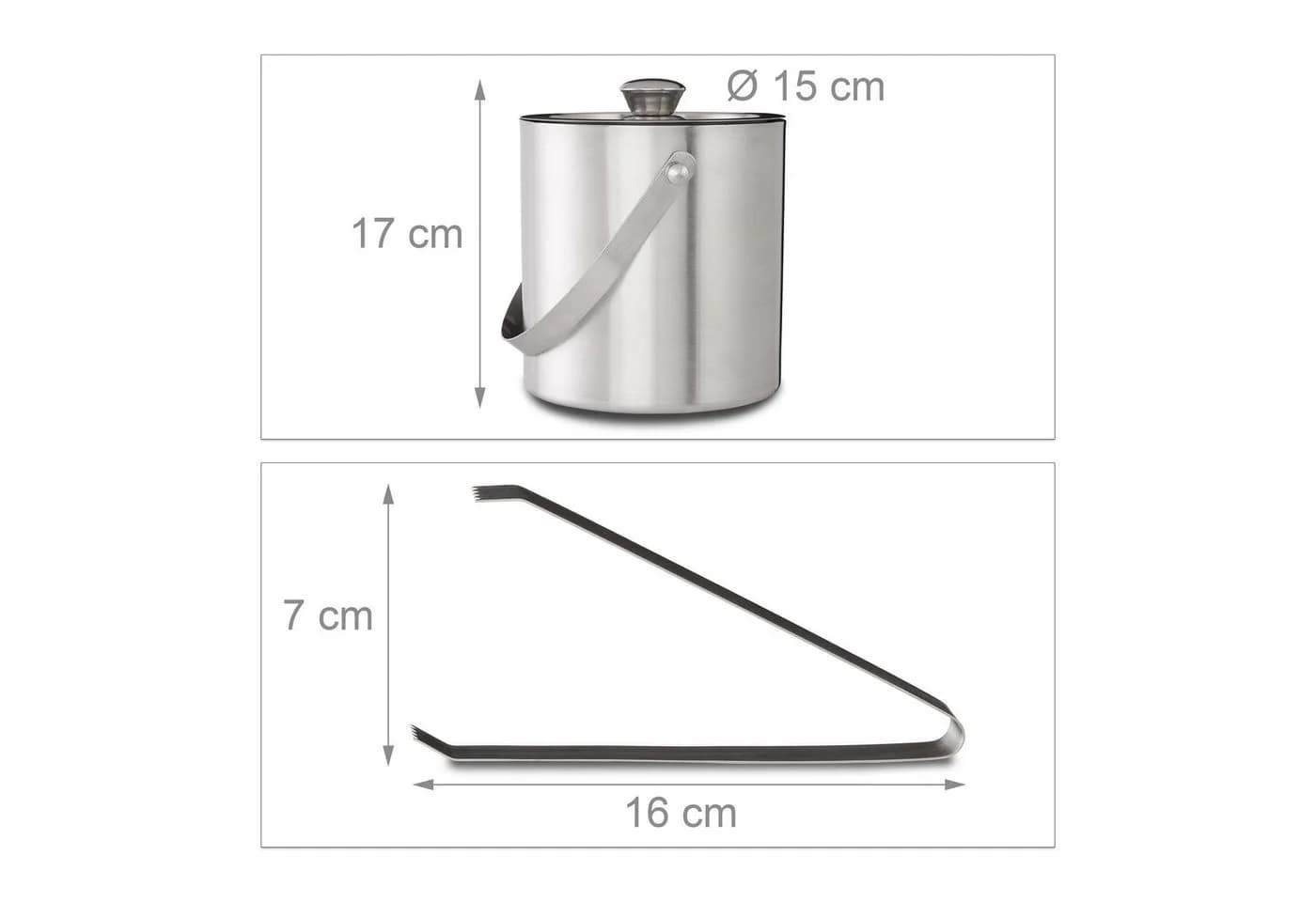 relaxdays Eiseimer Edelstahl mit Eiszange 1,5L Silber - Bild 4