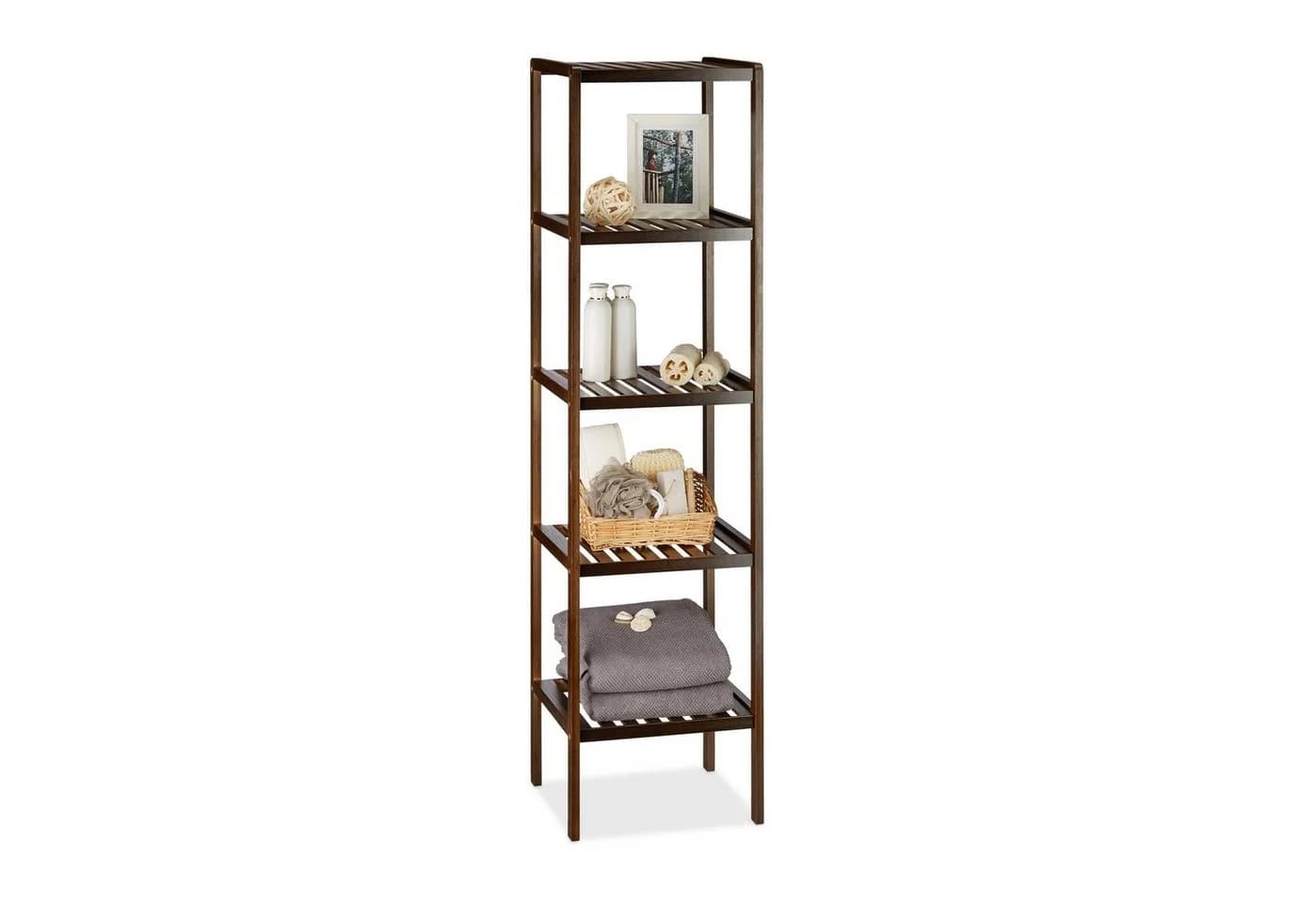 relaxdays Badregal Bambus 5 Ablagen Dunkelbraun Standregal - Bild 2