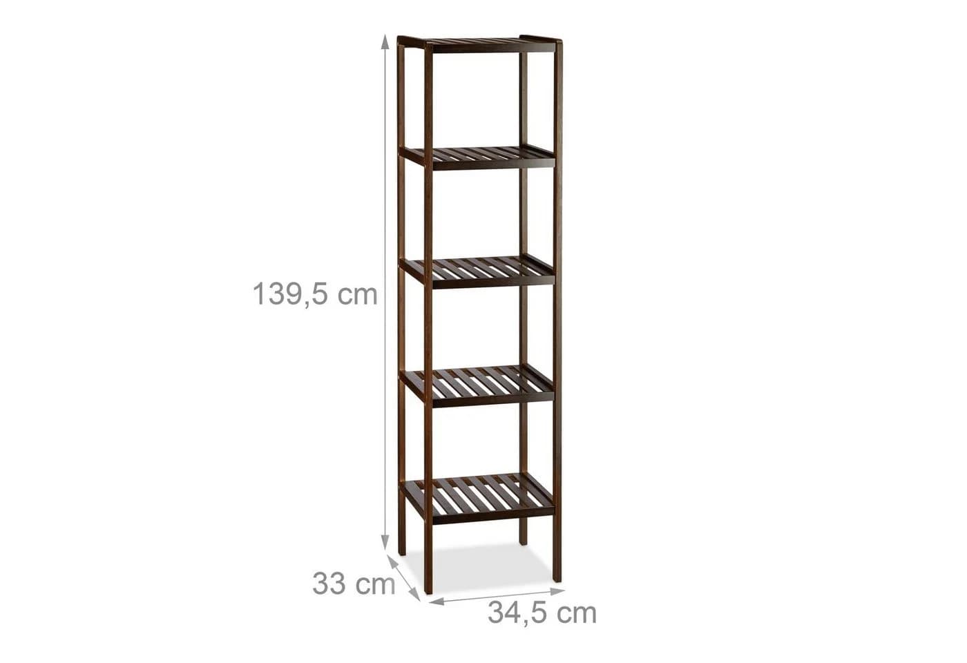 relaxdays Badregal Bambus 5 Ablagen Dunkelbraun Standregal - Bild 3