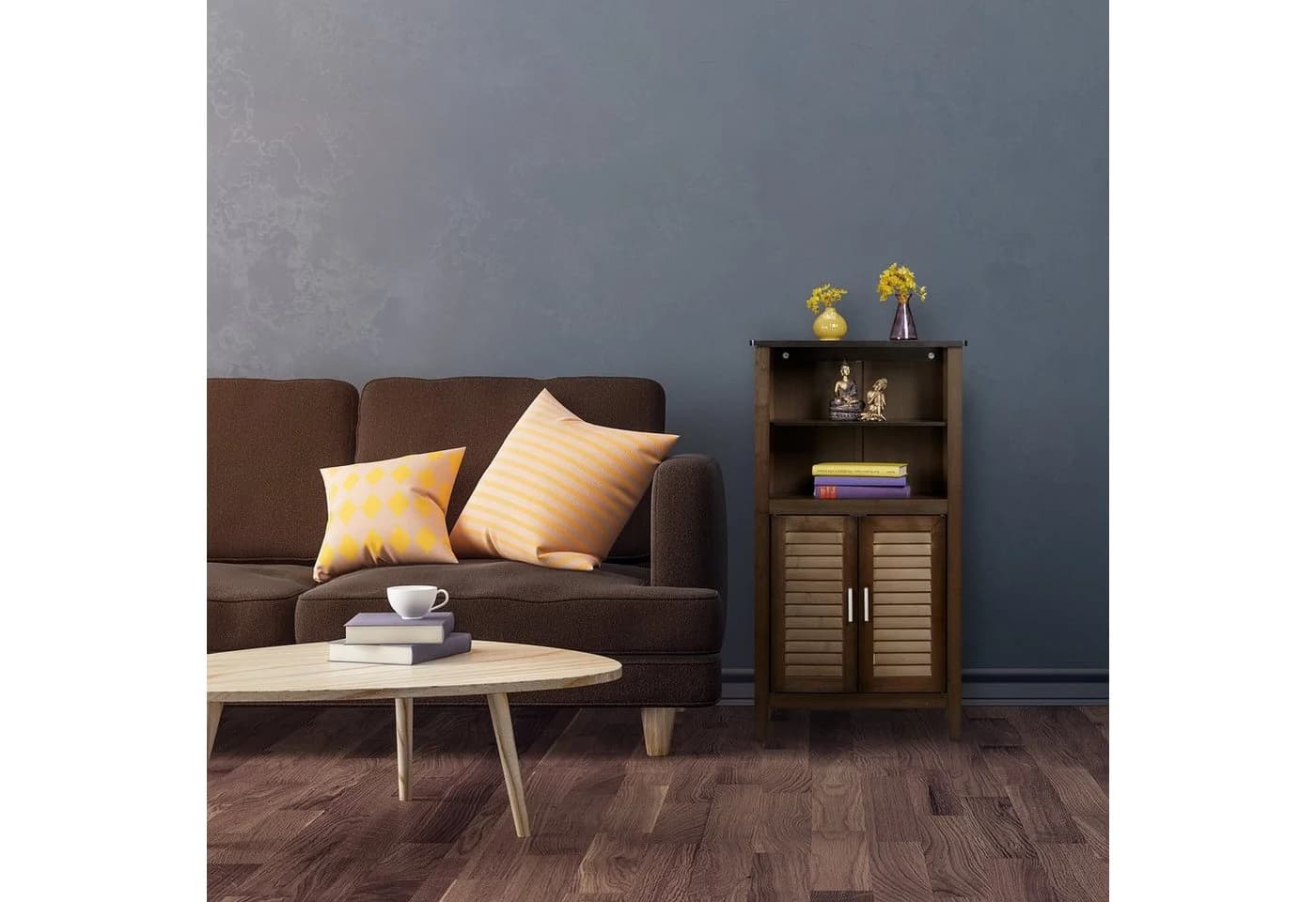 relaxdays Badregal Badezimmerschrank dunkelbraun LAMELL Bambus - Bild 5