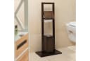 relaxdays WC-Garnitur Bambus Dunkelbraun mit Toilettenpapierhalter Bild 1