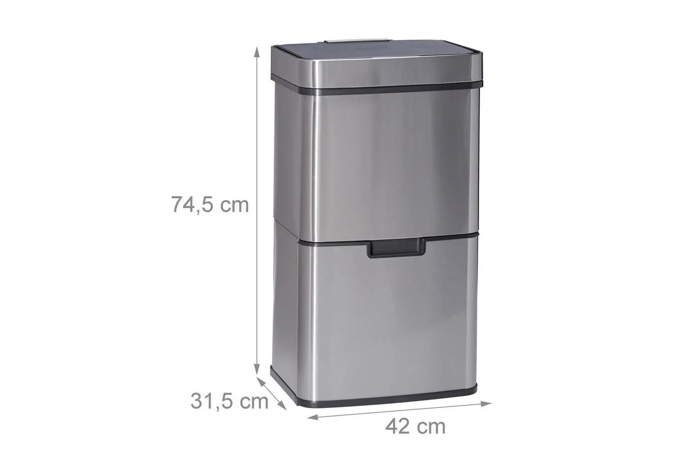 relaxdays Mülleimer Mülltrennsystem 3-fach mit Sensor Edelstahl Silber Grau Grün - Bild 3