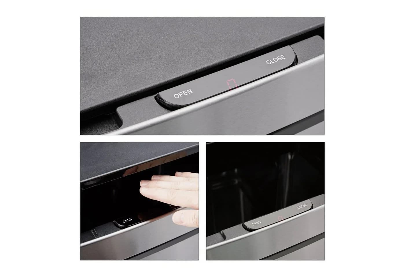 relaxdays Mülleimer Mülltrennsystem 3-fach mit Sensor Edelstahl Silber Grau Grün - Bild 5