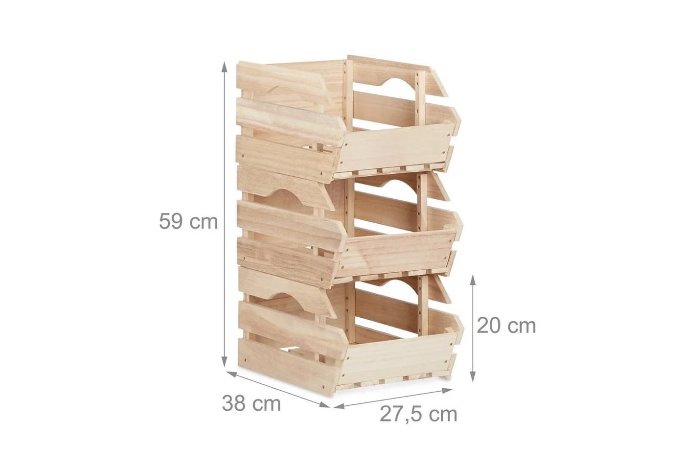 relaxdays Stapelkisten aus Holz 3er Set Natur - Bild 4