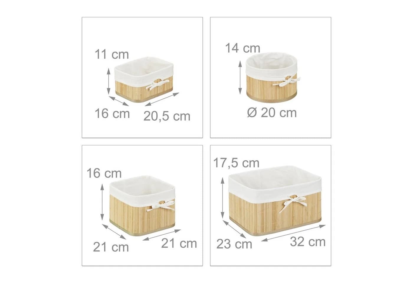 relaxdays Aufbewahrungskorb 4er Set Bambus Natur - Bild 4