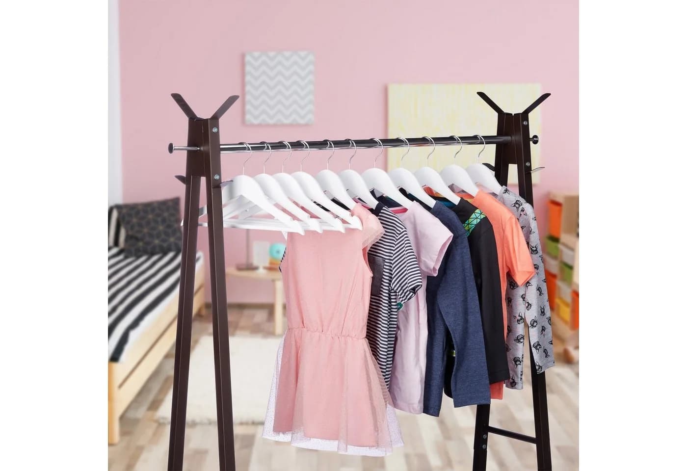 relaxdays Kinderkleiderbügel Holz Set 20er Weiß