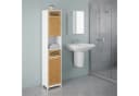 relaxdays Badschrank hoch Landhausstil Bambus Weiß/Braun Bild 1