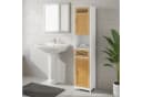 relaxdays Badschrank hoch Landhausstil Bambus Weiß/Braun Bild 3