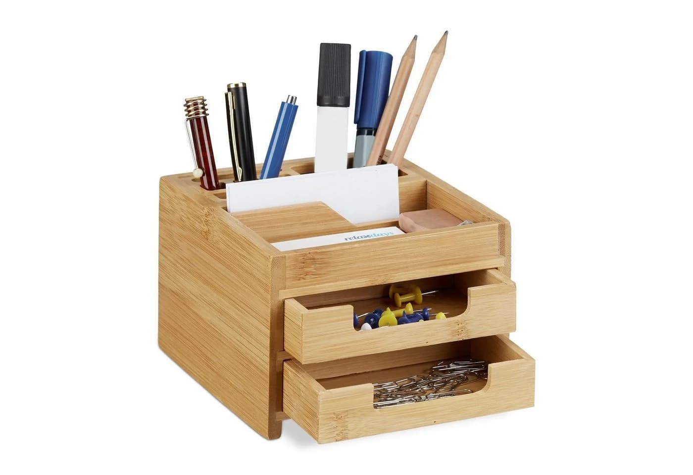 relaxdays Schreibtisch Organizer aus Bambus mit Schubladen - Bild 2