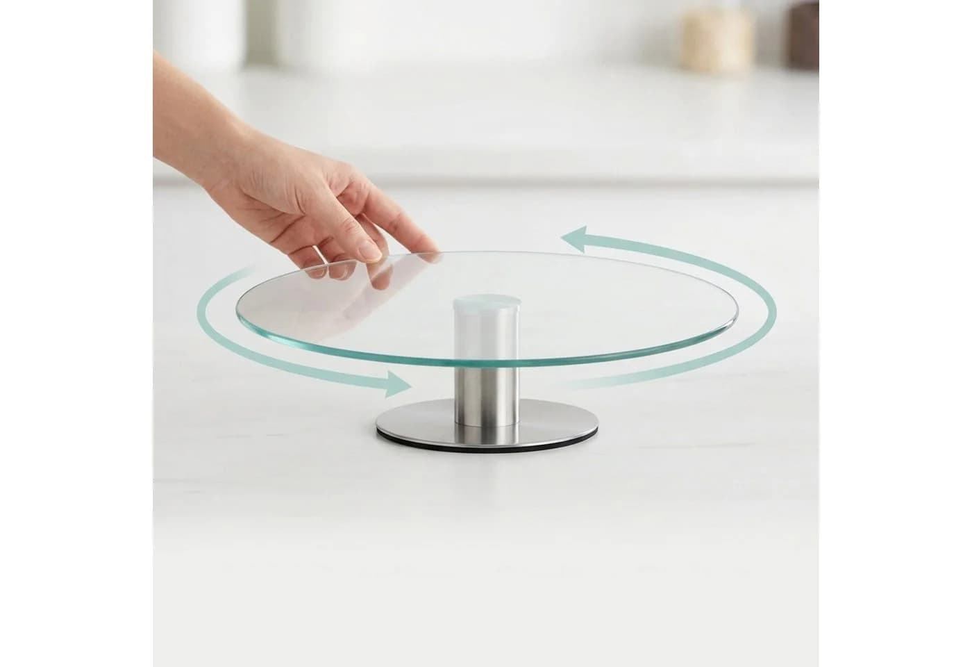 relaxdays Drehbare Tortenplatte mit Standfuß, Glas - Bild 3