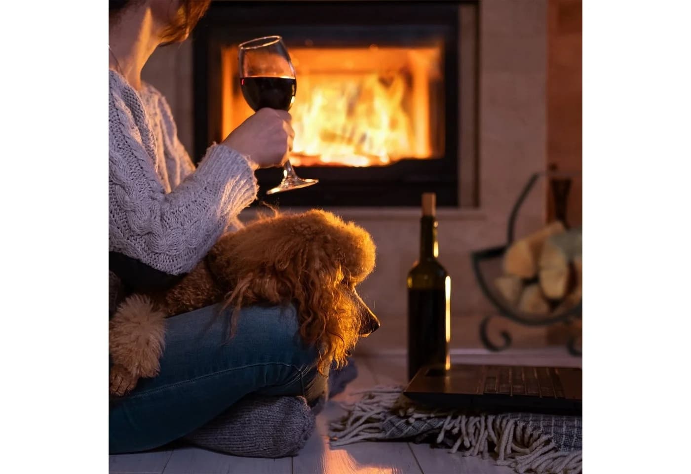 relaxdays Kaminholzkorb Schwarz Stahl mit Henkel - Bild 3