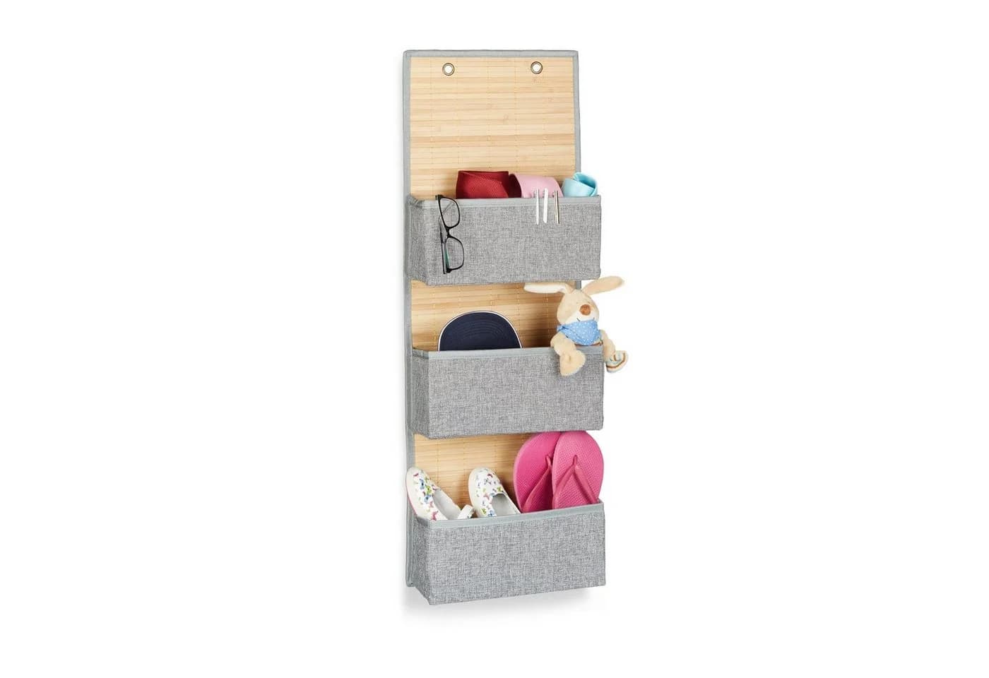 relaxdays Hängekorb 2er Set Wand & Tür Organizer Bambus - Bild 2