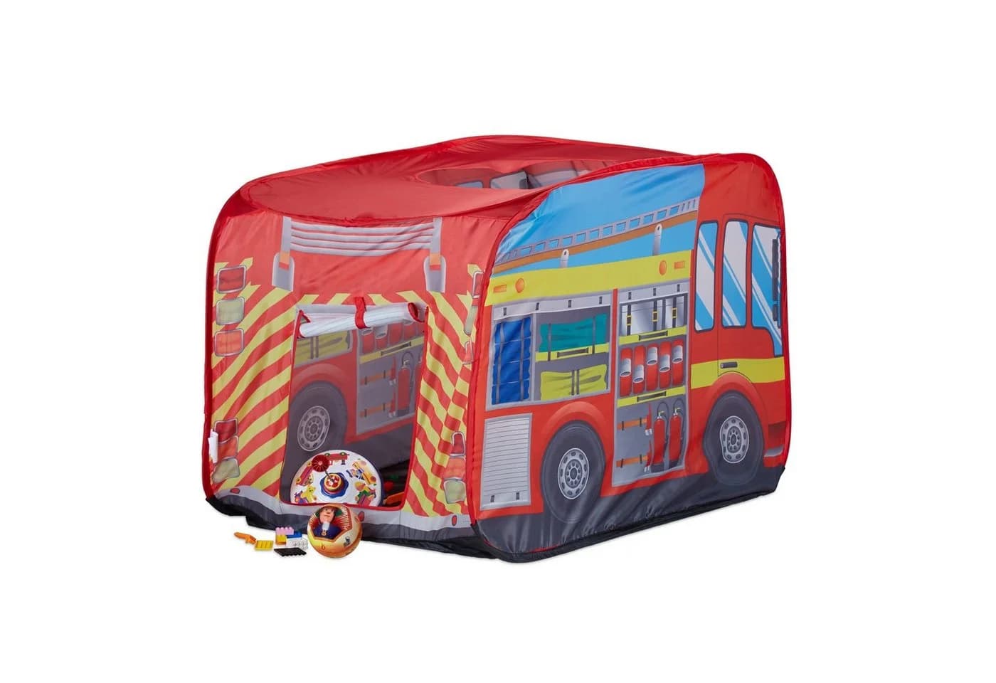 relaxdays Spielzelt Feuerwehr für Kind Pop-Up Zelt mit Dachluke - Bild 2