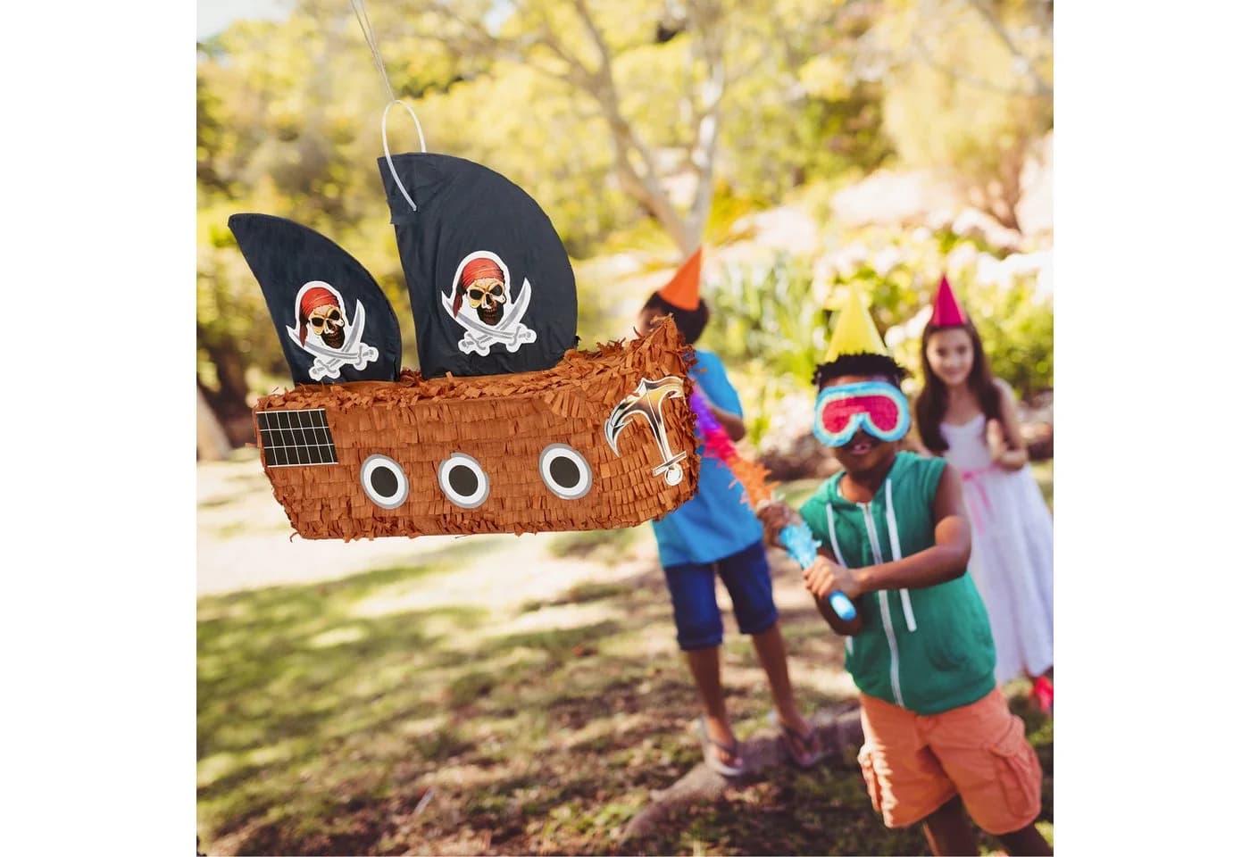 relaxdays Pinata Piratenschiff Braun/Schwarz