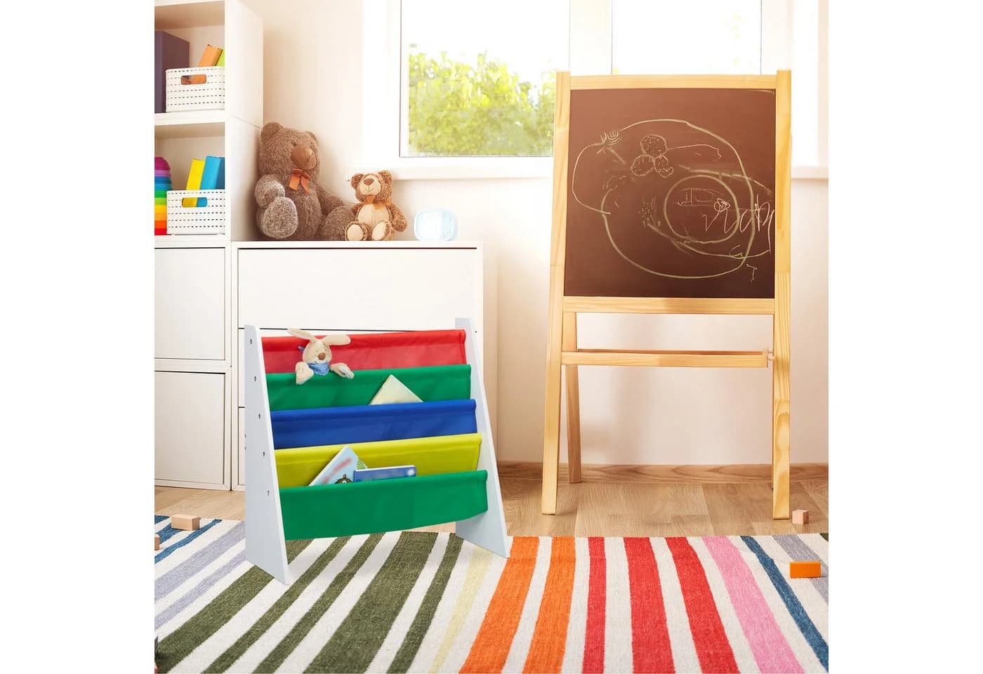 relaxdays Kinderregal Bücherregal mit Stofffächern - Bild 3