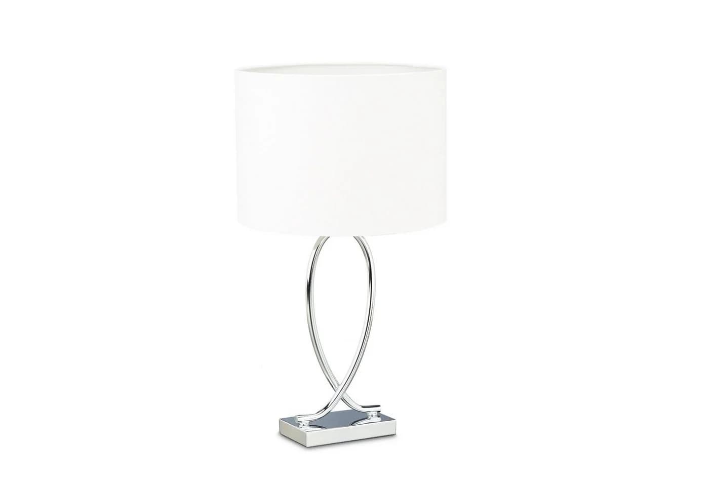 relaxdays Tischleuchte silber mit Stoffschirm E27 - Bild 2