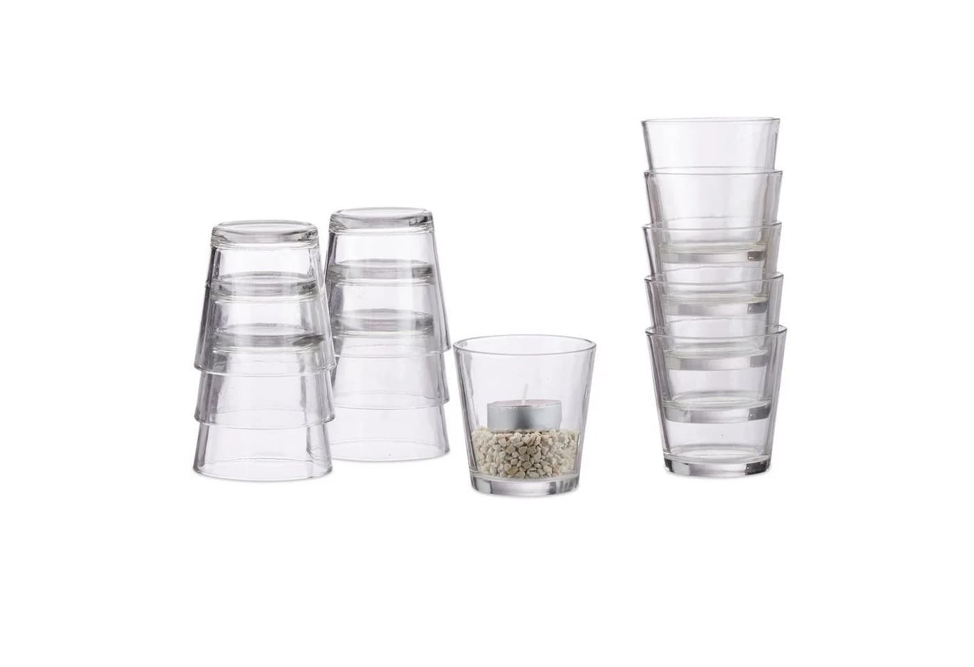 relaxdays Teelichthalter 12er Set Glas Klar Konisch - Bild 2