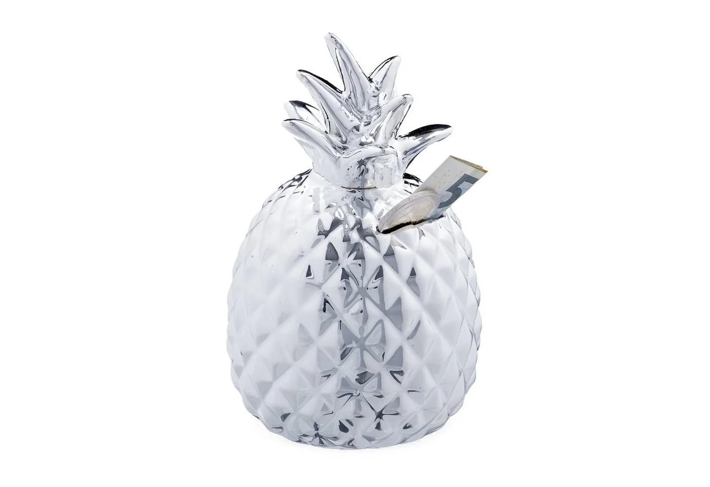 relaxdays Spardose Ananas Silber Keramik - Bild 2
