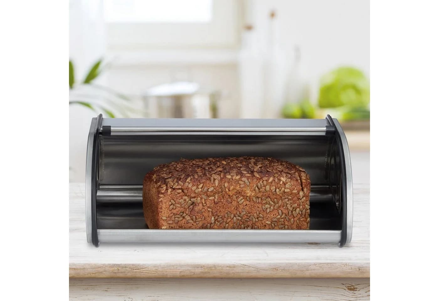 relaxdays Brotkasten Edelstahl Silber Moderner Rollbrotkasten