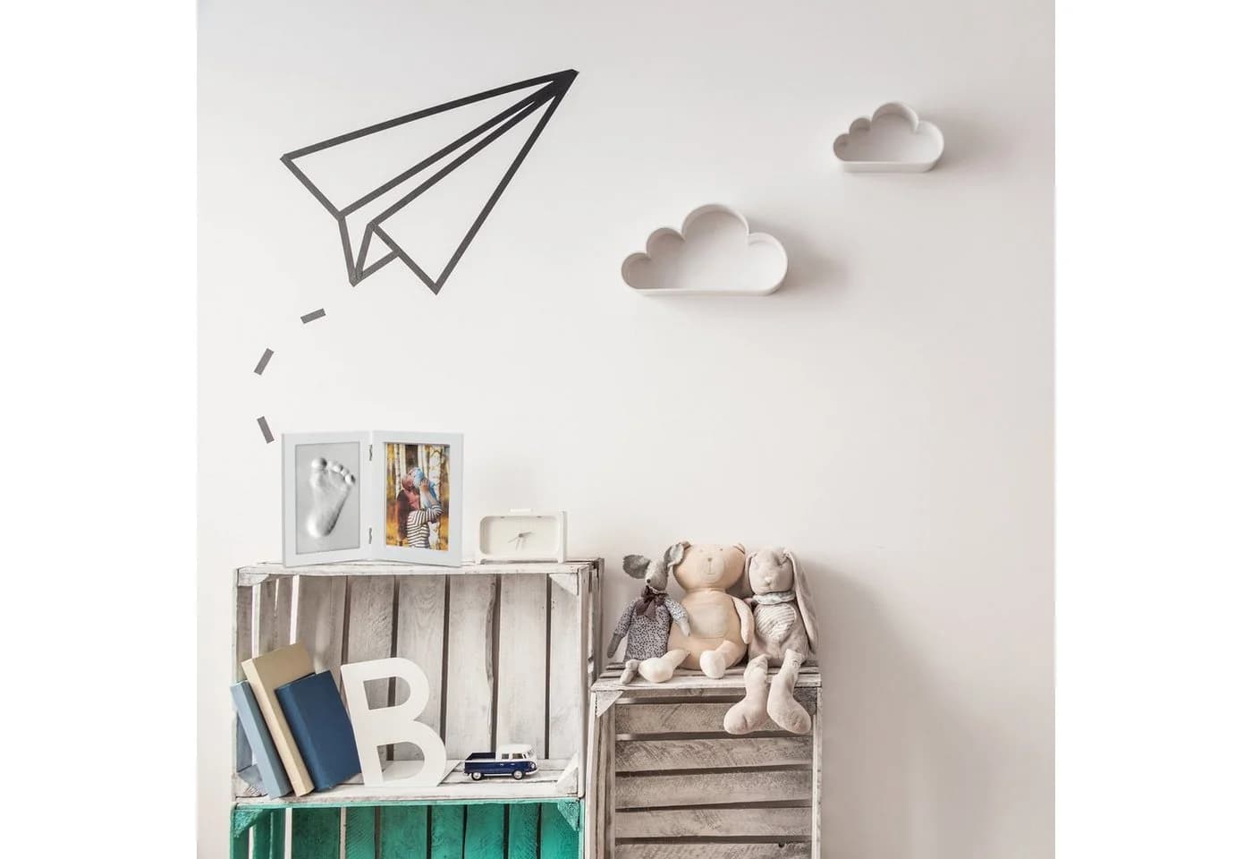 relaxdays Collagerahmen Babybilderrahmen mit Gipsabdruck Weiß