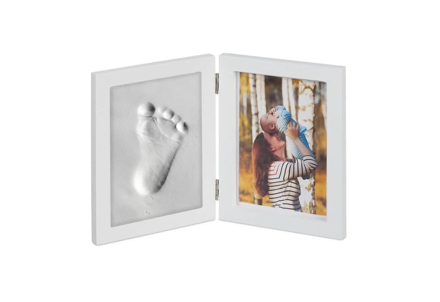 relaxdays Collagerahmen Babybilderrahmen mit Gipsabdruck Weiß - Bild 2