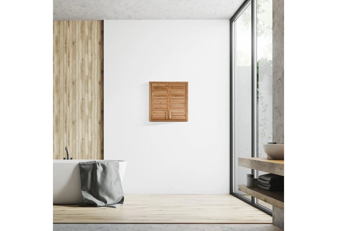 relaxdays Hängeschrank aus Bambus mit magnetischen Türen