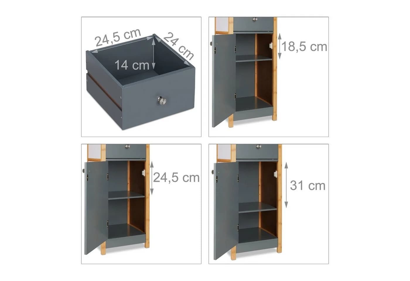relaxdays Hochschrank Bad Weiß mit Schublade & Ablage - Bild 5