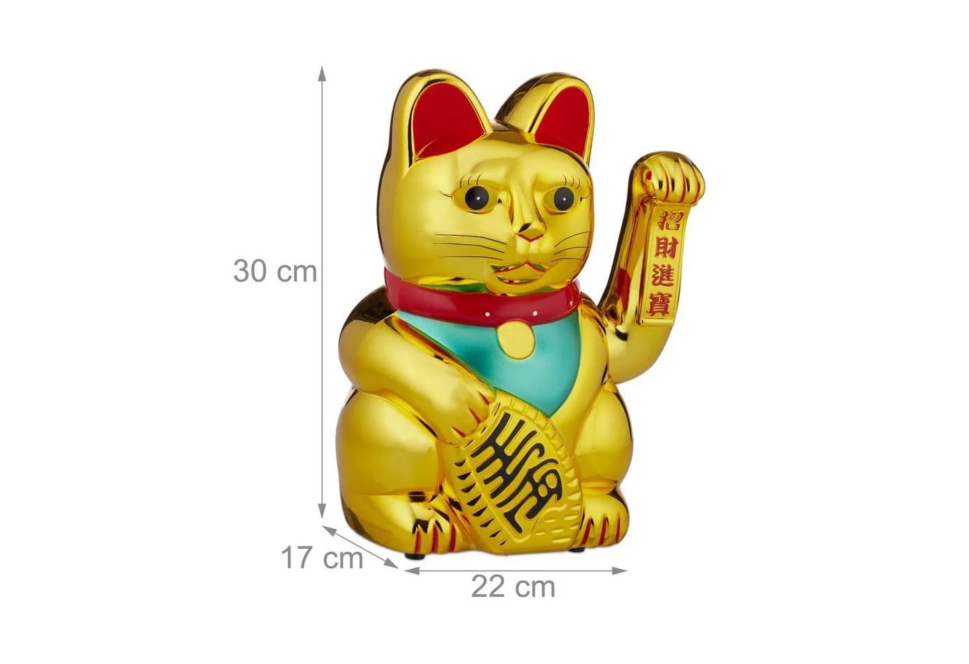 relaxdays Winkekatze XL Gold Batteriebetrieben Glücksbringer - Bild 4