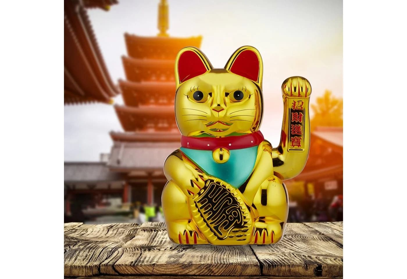 relaxdays Winkekatze XL Gold Batteriebetrieben Glücksbringer - Bild 5