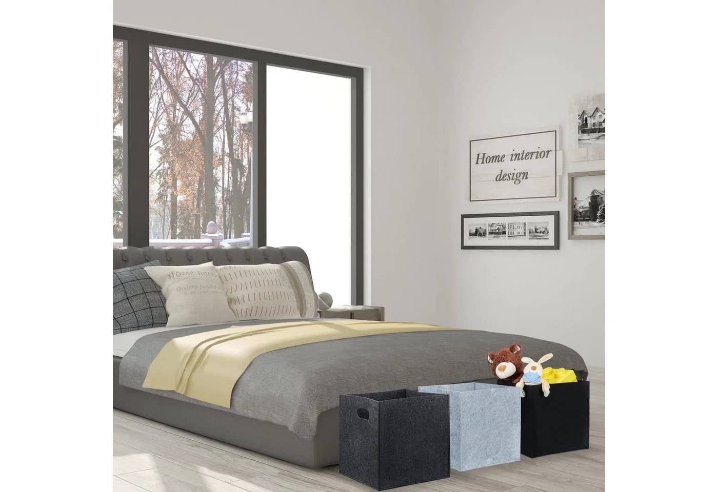 relaxdays Aufbewahrungskorb 2x Quadratischer Filzkorb Schwarz - Bild 5
