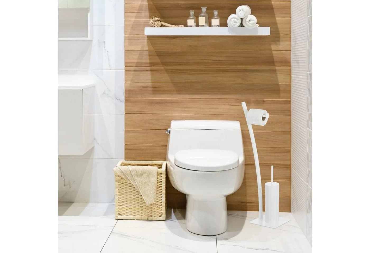relaxdays Toilettenpapierhalter WC-Set Weiß - Bild 5