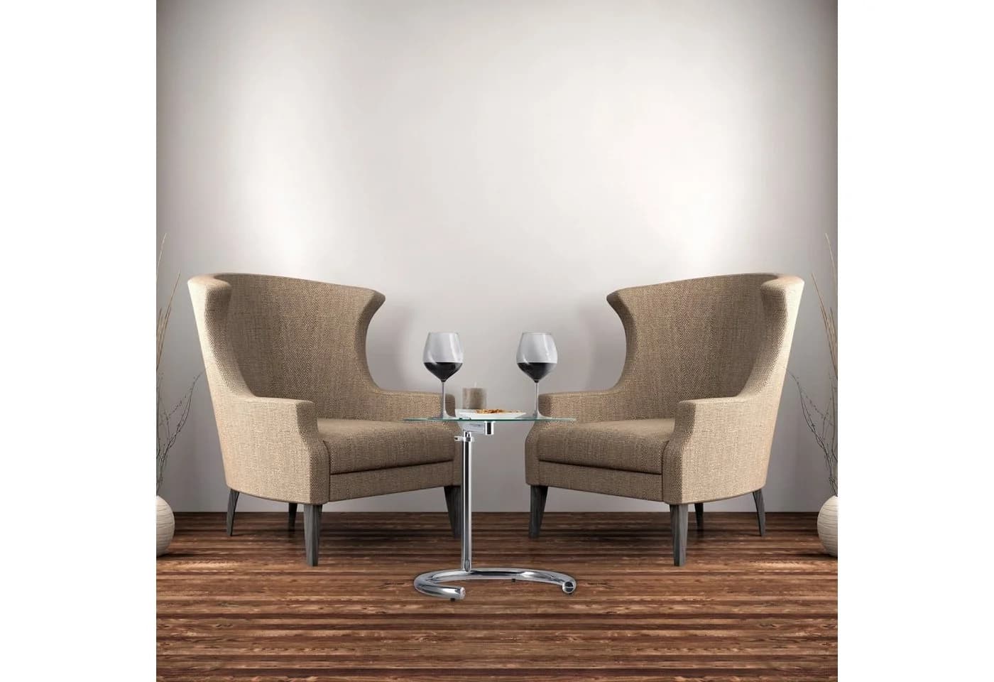 relaxdays Beistelltisch höhenverstellbar Glas Metall Silber - Bild 3