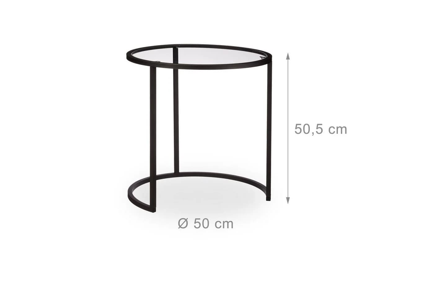 relaxdays Satztisch Beistelltische 2er Set Glas Schwarz - Bild 4