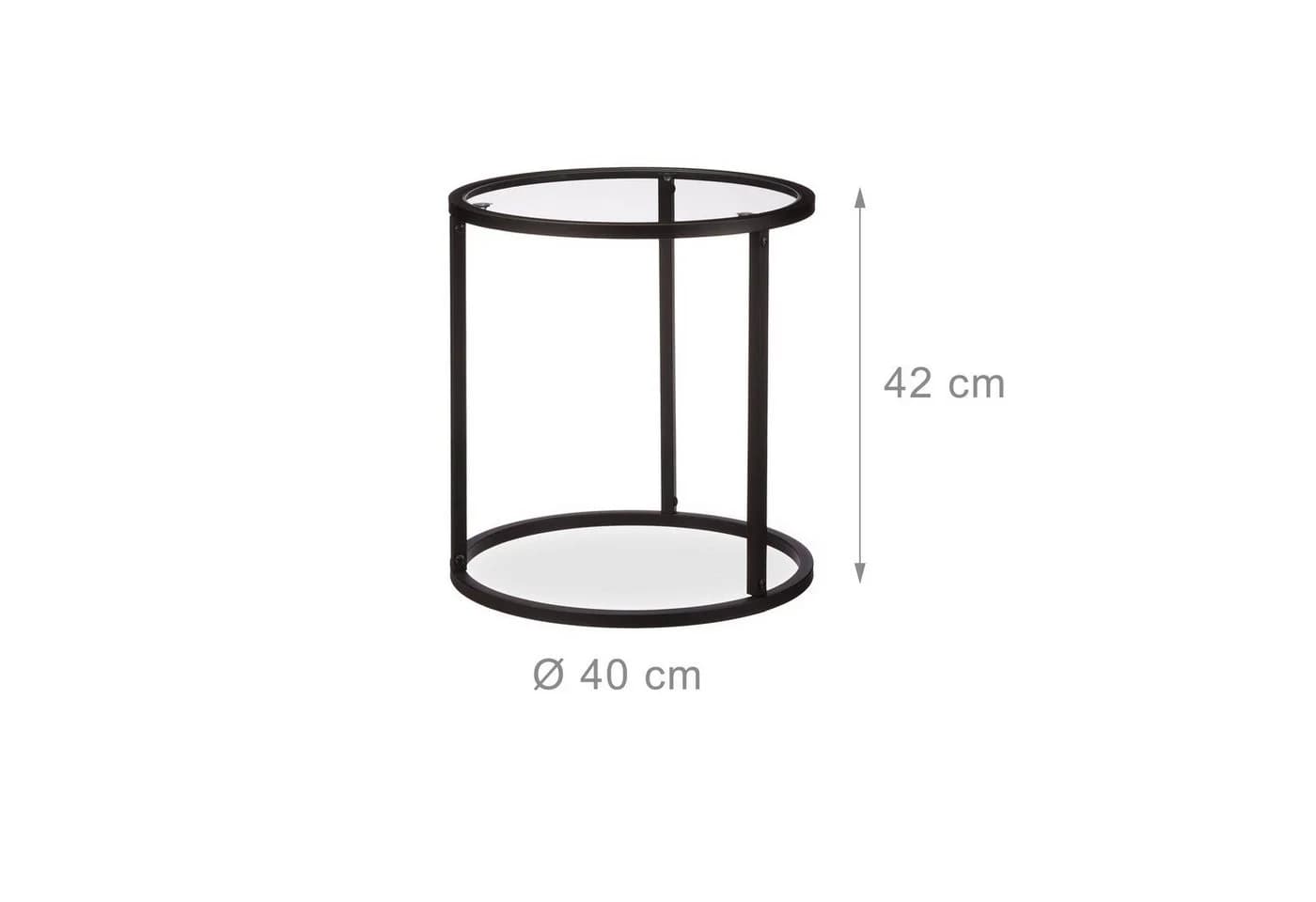 relaxdays Satztisch Beistelltische 2er Set Glas Schwarz - Bild 5