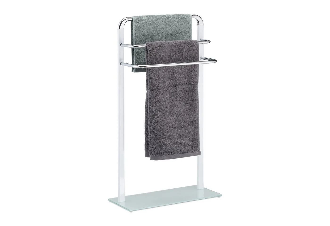 relaxdays Handtuchhalter Milchglas/Chrom Freistehend 3 Stangen - Bild 2