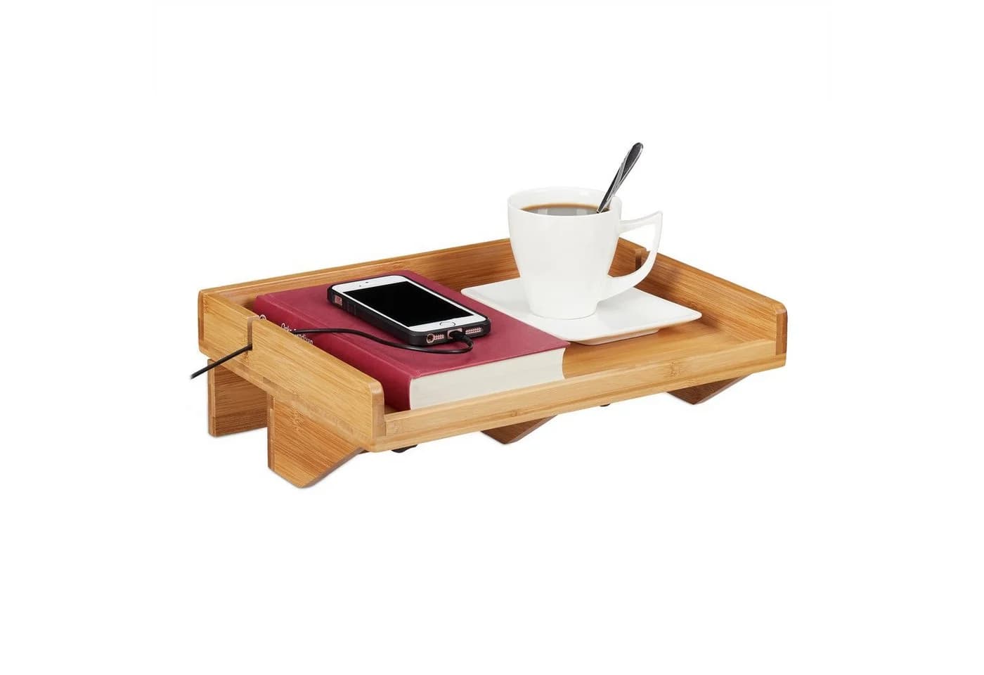 relaxdays Nachttisch Bettablage Bambus mit Schraubklemmen - Bild 2