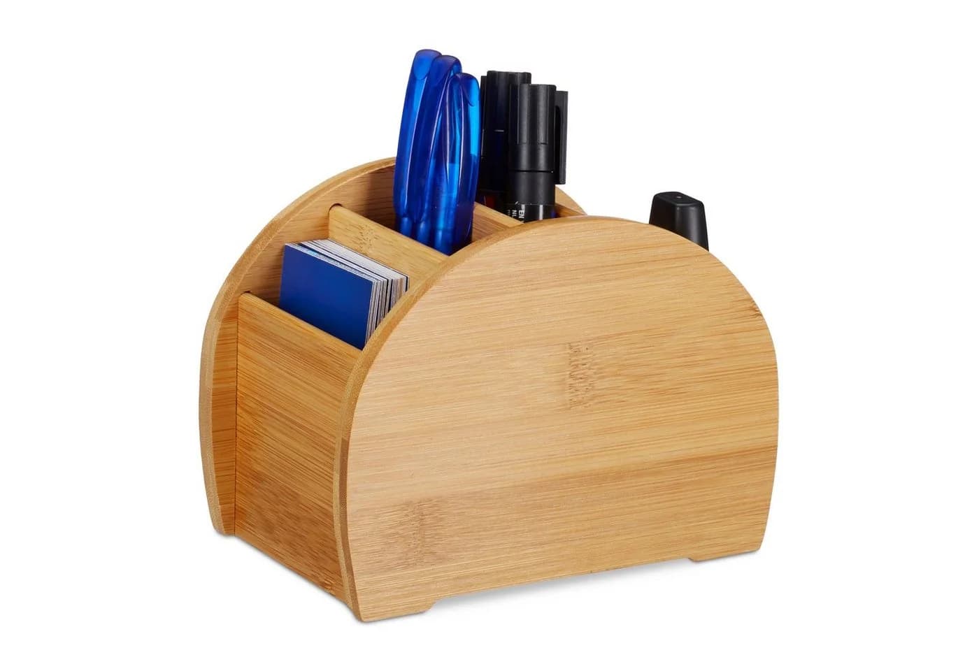 relaxdays Stiftehalter Organizer Bambus 4 Fächer Natur - Bild 2