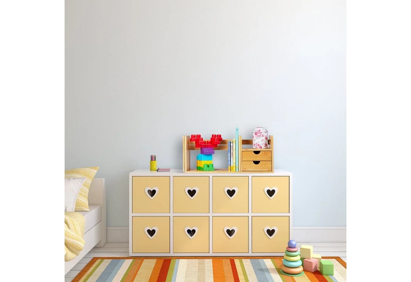 relaxdays Schreibtisch Organizer Bambus mit 2 Schubladen und ausziehbarem Regal - Bild 3