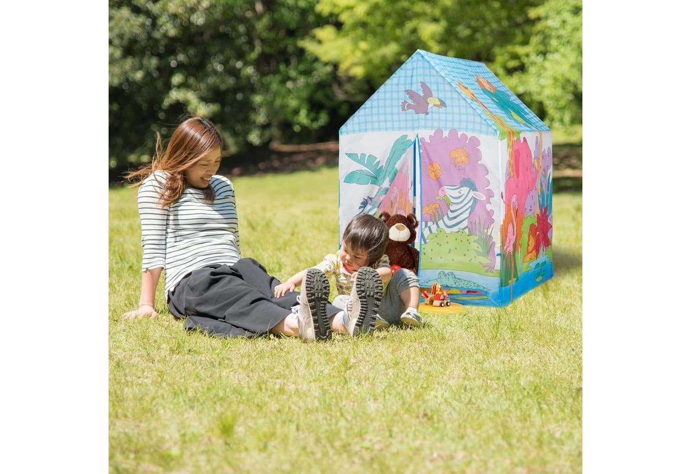 relaxdays Spielzelt Dschungel Bunt mit Tiermotiven