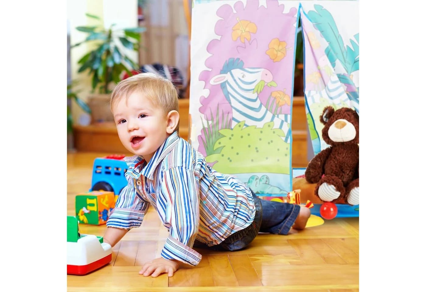 relaxdays Spielzelt Dschungel Bunt mit Tiermotiven - Bild 3