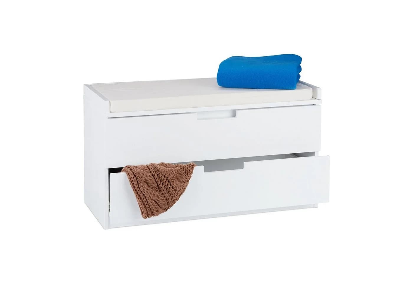 relaxdays Sitztruhe Sitzkommode mit 2 Schubladen Weiß - Bild 2