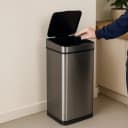 relaxdays Sensor Mülleimer 60l Grau Edelstahl Bild 1