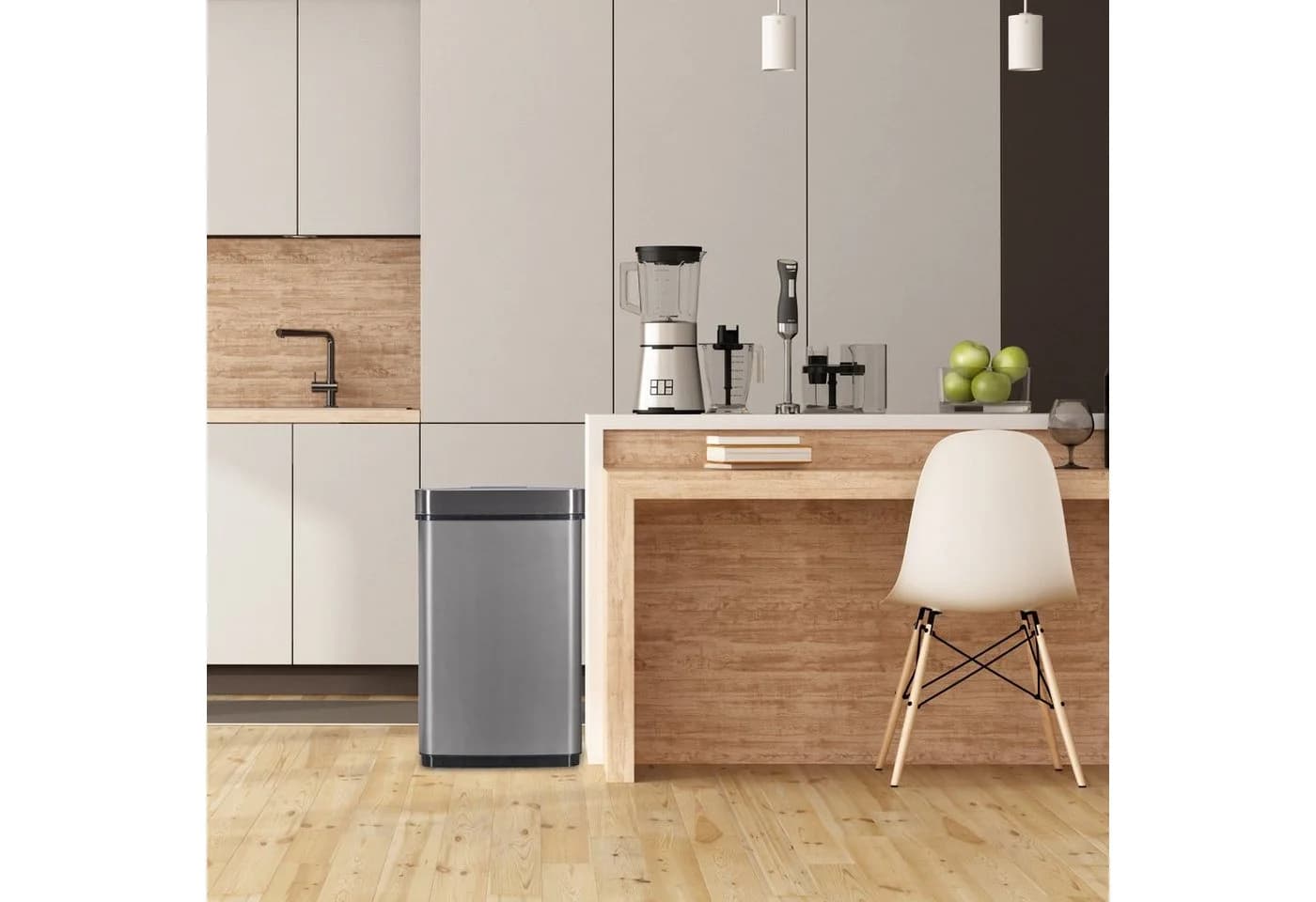 relaxdays Sensor Mülleimer 60l Grau Edelstahl - Bild 3