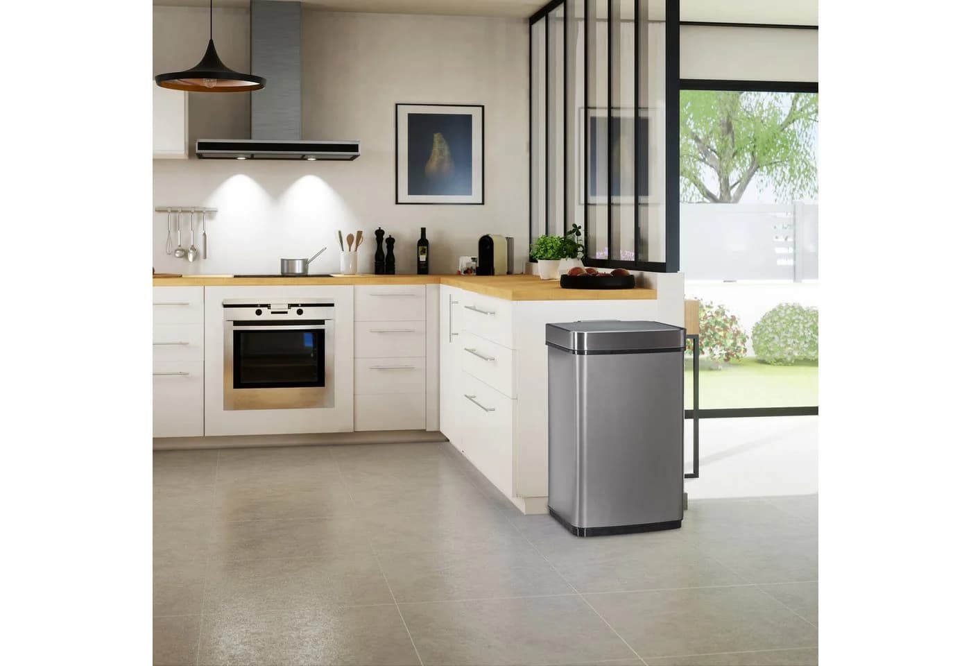 relaxdays Sensor Mülleimer 60l Grau Edelstahl - Bild 5