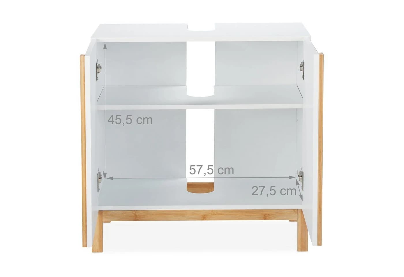 relaxdays Waschbeckenunterschrank Weiß mit Siphon-Aussparung - Bild 5