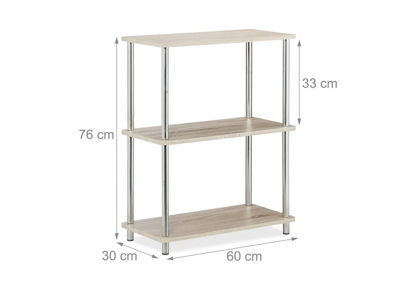 relaxdays Regal 3 Ebenen Holzoptik Silber Modernes Standregal - Bild 4