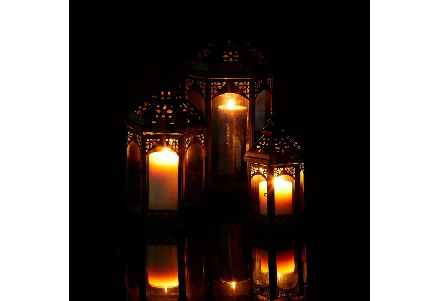 relaxdays Windlicht 3er Laternen Set Metall Schwarz Orientalisch